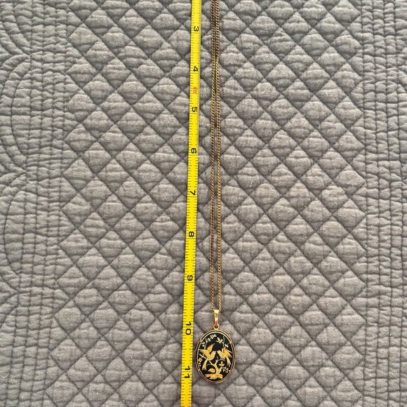 Damascene (Spanish Toledo) Vintage Pendant 24K Gold Inlaid Design w/Chain EUC - Picture 9 of 10